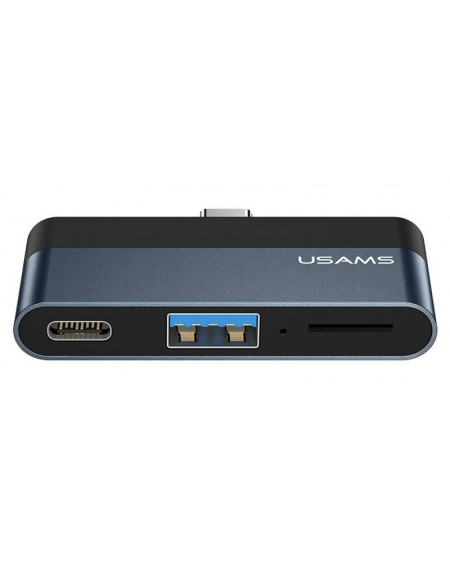USAMS USB-C hub US-SJ491, USB/USB-C PD/micro SD θύρες, 5Gbps, γκρι