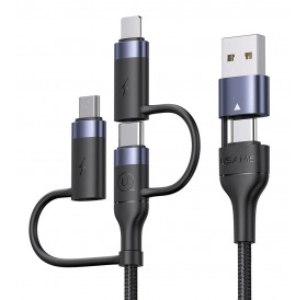 USAMS καλώδιο USB-C/USB σε USB-C/Micro/Lightning SJ547, 60W, 1.2m, μαύρο