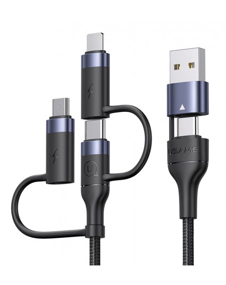 USAMS καλώδιο USB-C/USB σε USB-C/Micro/Lightning SJ547, 60W, 1.2m, μαύρο