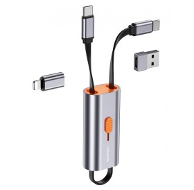 USAMS αντάπτορας USB-C σε USB-C/USB/Lightning SJ560, 60W PD, 0.3m, γκρι