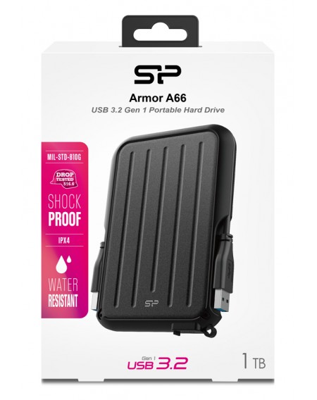SILICON POWER εξωτερικός HDD Armor A66, 1TB, USB 3.2, μαύρος