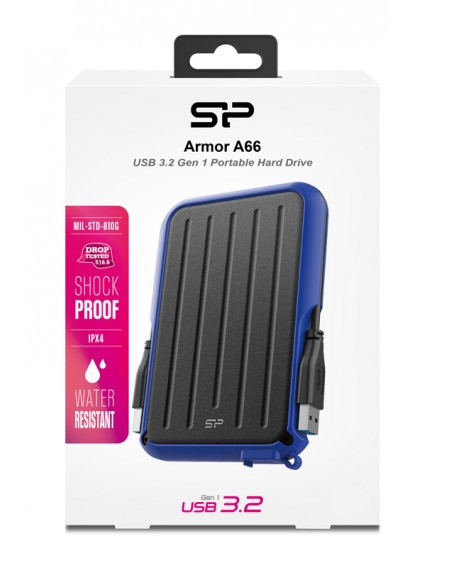 SILICON POWER εξωτερικός HDD Armor A66, 2TB, USB 3.2, μπλε