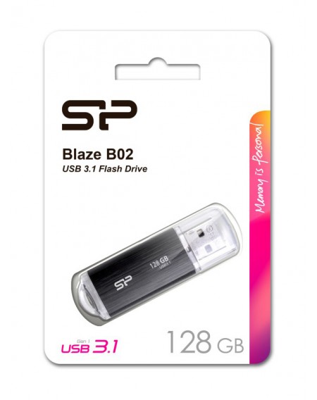SILICON POWER USB Flash B02, 128GB, USB 3.1 Gen1, μαύρο