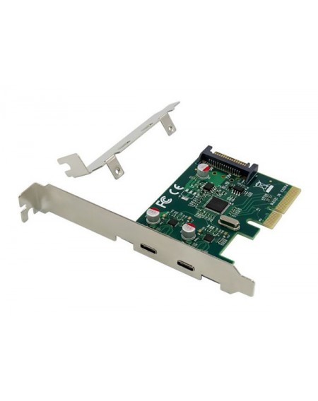 POWERTECH κάρτα επέκτασης PCIe σε 2x USB-C ST614, ASM1142