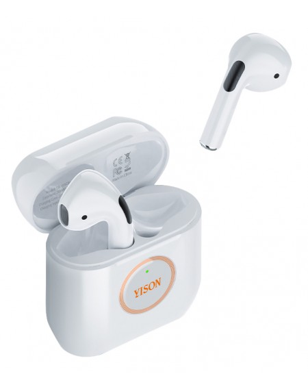 YISON earphones με θήκη φόρτισης T8, True Wireless, λευκά