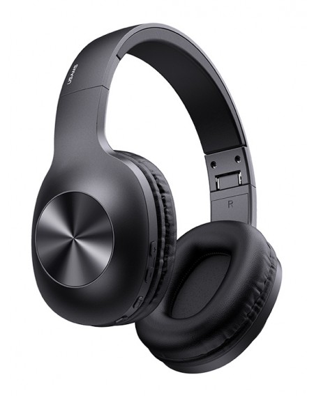 USAMS headphones YX05, wireless & wired, BT 5.0, μπαταρία 1200mAh, μαύρα