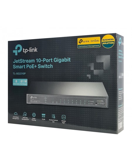 TP-LINK JetStream switch TL-SG2210P, 10-Port Gigabit, 8x PoE+, Ver. 5.0