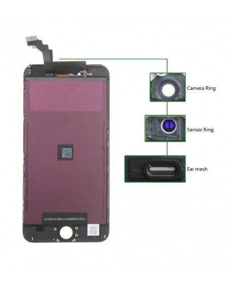 TIANMA High Copy LCD iPhone 6G Plus, Camera-Sensor ring, ear mesh, Black