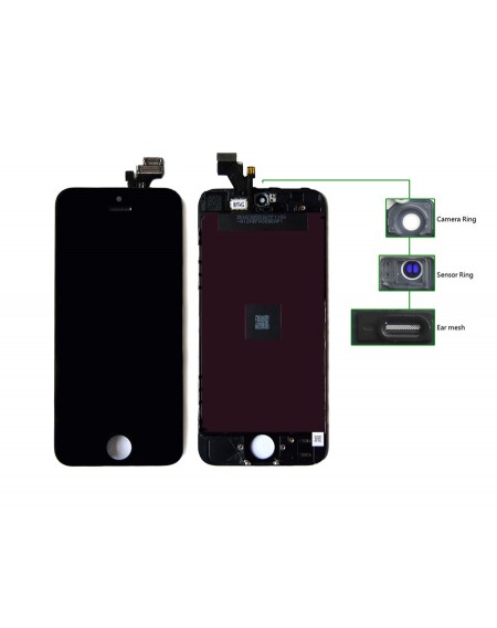 TIANMA High Copy LCD iPhone 5G, Camera-Sensor ring, ear mesh, Black