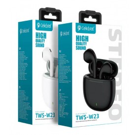 CELEBRAT earphones με θήκη φόρτισης TWS-W23, True Wireless, μαύρα