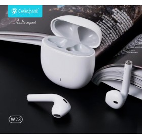 CELEBRAT earphones με θήκη φόρτισης TWS-W23, True Wireless, λευκά