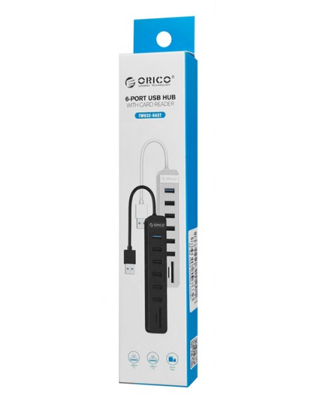 ORICO USB hub TWU32-6AST, 6x USB ports, SD/TF ports, λευκό