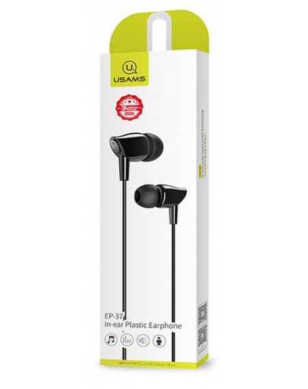 USAMS earphones με μικρόφωνο EP-37, 10mm, 3.5mm, 1.2m, μαύρα