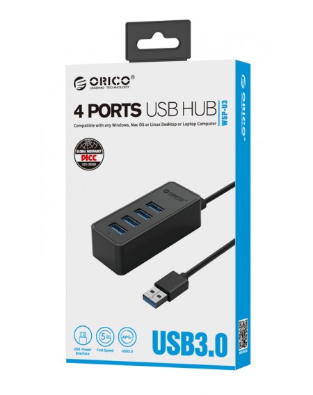 ORICO USB hub W5P-U3, 4x USB θύρες, 5Gbps, μαύρο