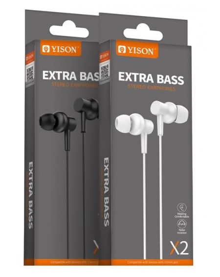 YISON earphones με μικρόφωνο X2, 3.5mm, 1.36m, λευκά