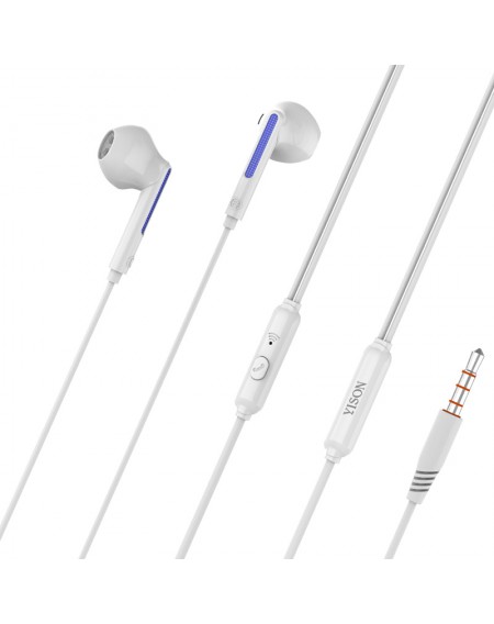 YISON earphones με μικρόφωνο X4, 3.5mm, 1.2m, λευκά