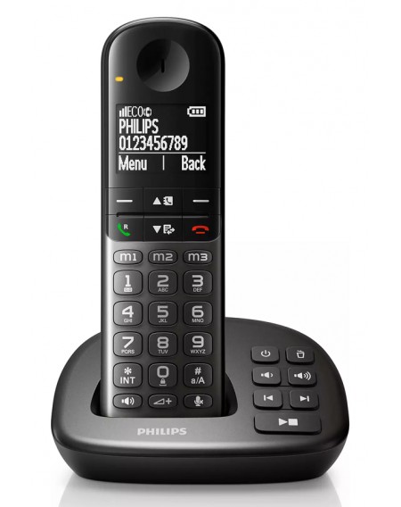PHILIPS ασύρματο τηλέφωνο XL4951DS/34 ελληνικό μενού, τηλεφωνητής, μαύρο