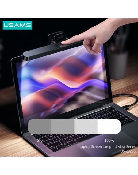 USAMS LED φωτιστικό US-ZB236 για laptop, 2W, 2800K–6000K dimmable, μαύρο
