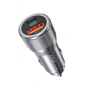 Car Charger WK 65W PD+USB QC3.0 Silver WP-C31
