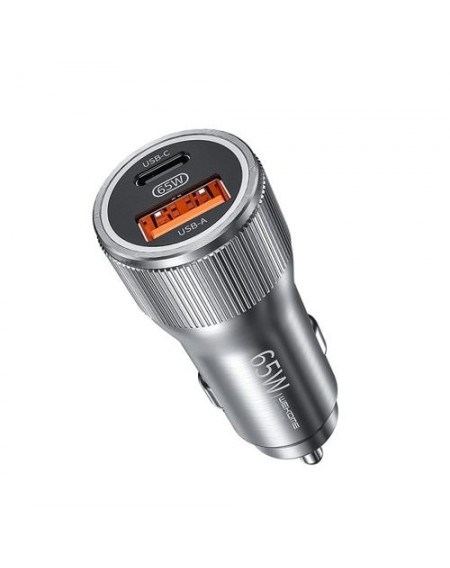 Car Charger WK 65W PD+USB QC3.0 Silver WP-C31