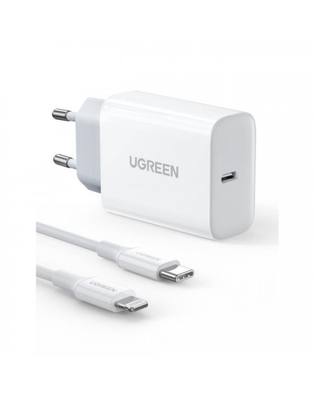 Charger UGREEN PD CD137 Combo+Type C/i6 Cable White 50698