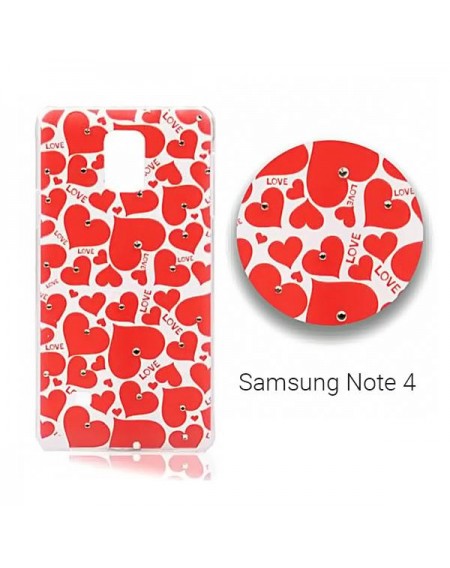 Backcase θήκη με καρδούλες και στρασάκια για Samsung Note 4 - 0079 GL-24661