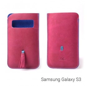Θήκη από μαλακό δέρμα με φούντα για Samsung Galaxy S3 - Φούξια / 4.8 ιντσών - 3588 GL-24677