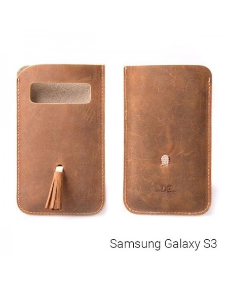 Θήκη από μαλακό δέρμα με φούντα για Samsung Galaxy S3 / 4.8 ιντσών- Καφέ - 3314 GL-24678