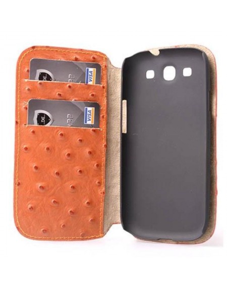 Αναδιπλούμενη θήκη - πορτοφόλι για Samsung Galaxy S3 - Πορτοκαλί - 1066 GL-24685