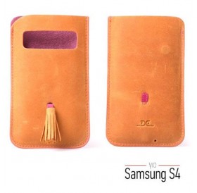 Θήκη από μαλακό δέρμα με φούντα για Samsung Galaxy S4 - Ταμπά / 5 ιντσών - 2411 GL-24688
