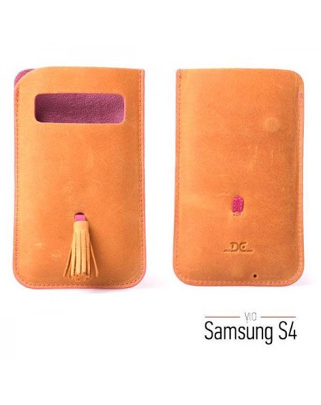 Θήκη από μαλακό δέρμα με φούντα για Samsung Galaxy S4 - Ταμπά / 5 ιντσών - 2411 GL-24688