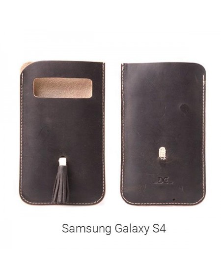 Θήκη από μαλακό δέρμα με φούντα για Samsung Galaxy S4 / 5 ιντσών- Μαύρο - 5136 GL-24689
