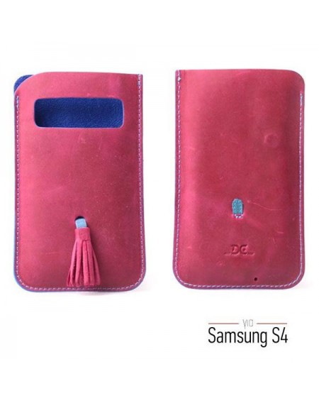 Θήκη από μαλακό δέρμα με φούντα για Samsung Galaxy S4 - Φούξια / 5 ιντσών- 2336 GL-24690