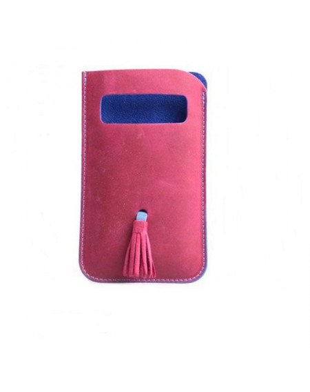 Θήκη από μαλακό δέρμα με φούντα για Samsung Galaxy S4 - Φούξια / 5 ιντσών- 2336 GL-24690