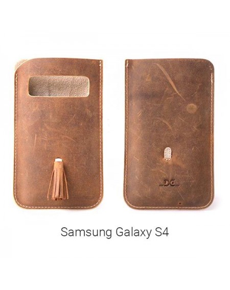 Θήκη από μαλακό δέρμα με φούντα για Samsung Galaxy S4 / 5 ιντσών- Καφέ - 4844 GL-24691