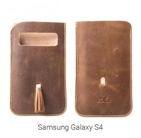 Θήκη από μαλακό δέρμα με φούντα για Samsung Galaxy S4 - Καφέ Σκούρο / 5 ιντσών - 4844 GL-24692