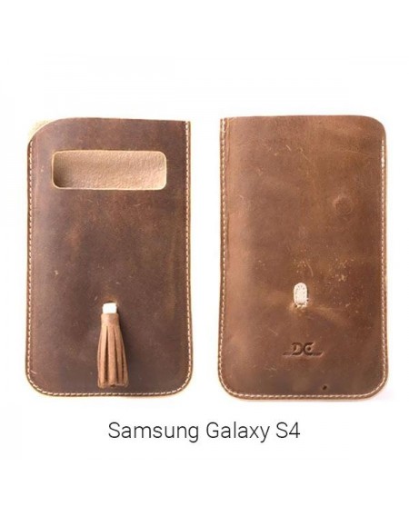 Θήκη από μαλακό δέρμα με φούντα για Samsung Galaxy S4 - Καφέ Σκούρο / 5 ιντσών - 4844 GL-24692