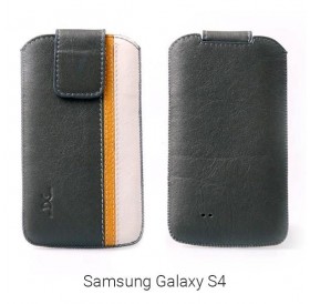 Τρίχρωμη θήκη από δερματίνη για Samsung Galaxy S4 - Μαύρο/Κίτρινο/Λευκό - 2181 GL-24699