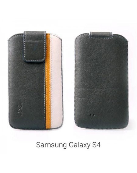 Τρίχρωμη θήκη από δερματίνη για Samsung Galaxy S4 - Μαύρο/Κίτρινο/Λευκό - 2181 GL-24699