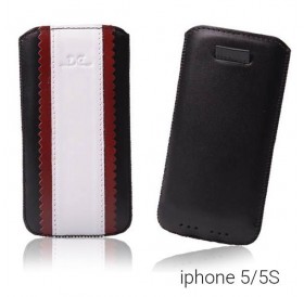 Τρίχρωμη θήκη από δερματίνη για iPhone 5/5S - Μαύρο/Λευκό/Κόκκινο /4 ιντσών- 4802 GL-24705
