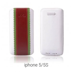 Τρίχρωμη θήκη από δερματίνη για iPhone 5/5S - Λευκό/Πράσινο/Κόκκινο/ 4 ιντσών - 9669 GL-24708