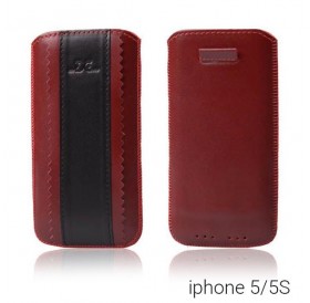 Τρίχρωμη θήκη από δερματίνη για iPhone 5/5S - Κόκκινο/Μαύρο/Κόκκινο - 6236 GL-24710