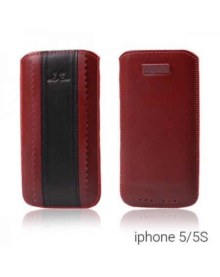 Τρίχρωμη θήκη από δερματίνη για iPhone 5/5S - Κόκκινο/Μαύρο/Κόκκινο - 6236 GL-24710