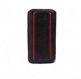 Θήκη από δερματίνη σε μαύρο χρώμα με κόκκινες λωρίδες για iPhone 5/5S / 4 ιντσών  - 5202 GL-24715