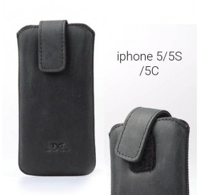 Δερμάτινη θήκη με βέλκρο για iPhone 5/5S/5C - Μαύρο / 4 ιντσών- 2687 GL-24724