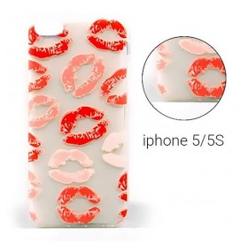 Backcase θήκη σιλικόνης με μοντέρνο σχέδιο "Red Lips" για iPhone 5/5S - 5002 GL-24766