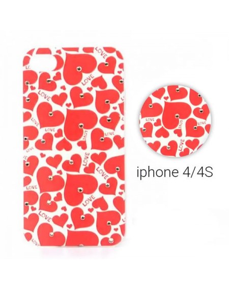 Backcase θήκη με καρδούλες και στρασάκια για iPhone 4/4S - 4739 GL-24832