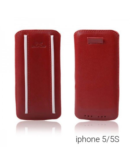 Θήκη από δερματίνη σε κόκκινο χρώμα με λευκές λωρίδες για iPhone 5/5S - 7146 GL-24836