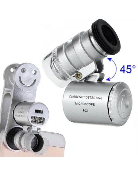 Φακός - μικροσκόπιο με κλιπ για το κινητό με 2 LED και UV GL-25134