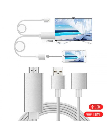 Αντάπτορας 1080P θηλυκού USB σε HDMI για σύνδεση iOS/Android με TV/Projector - Ασημί GL-27003